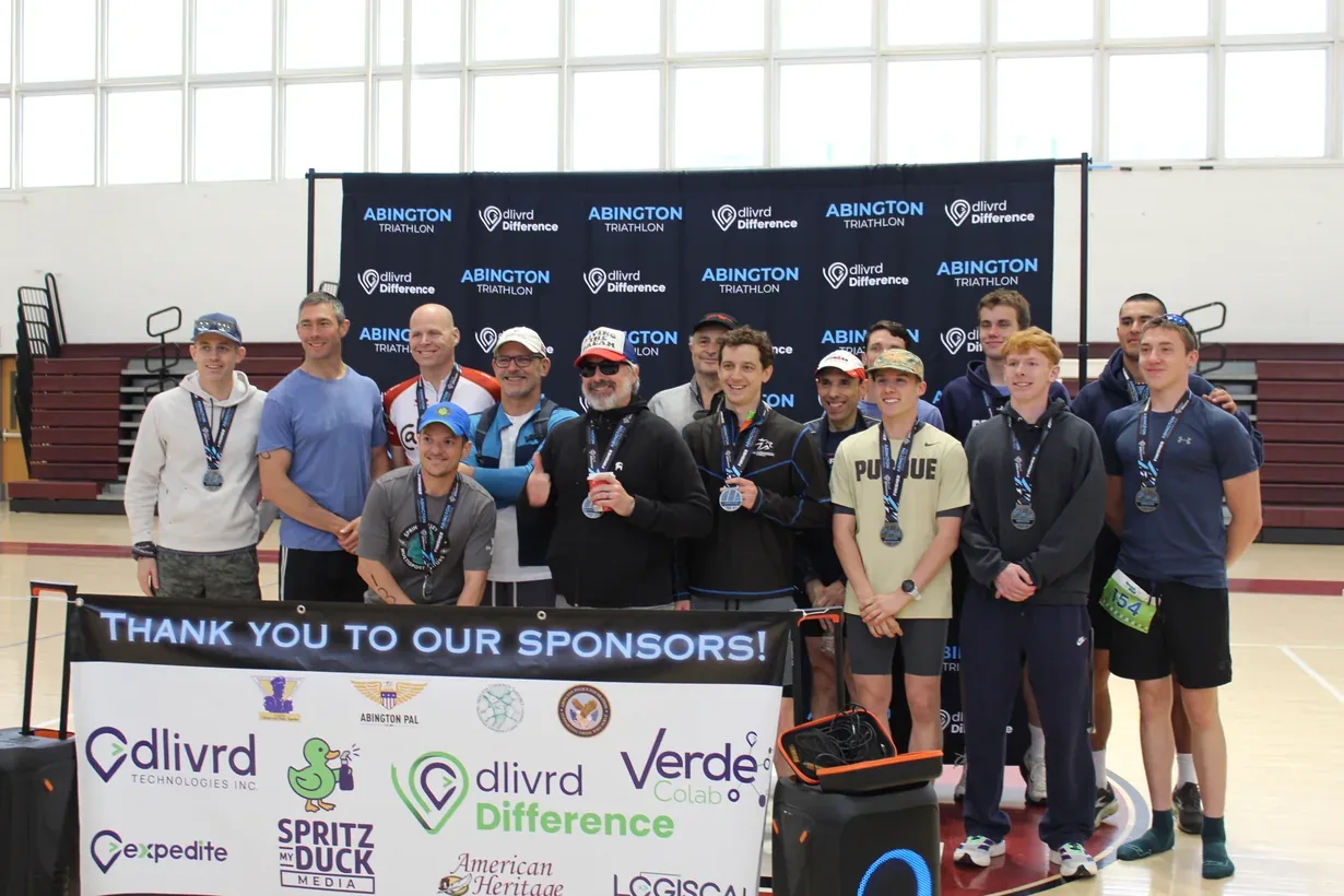 Finishers at the Abington Sprint Triathlon sponsored by dlivrd Difference
